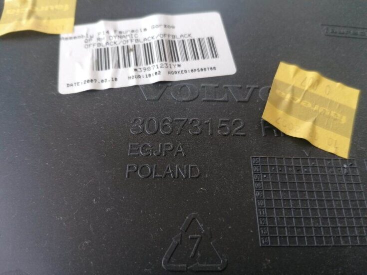 Aizmugurējo labo durvju apdare priekš VOLVO C30 2008 SILVER