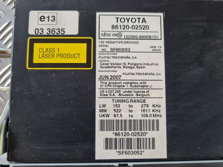 CD/DVD/Navigācijas bloks priekš TOYOTA AURIS 2007
